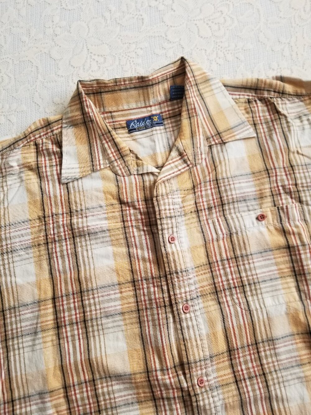 Men’s 3XL Short Sleeve Plaid Button Down Shirt